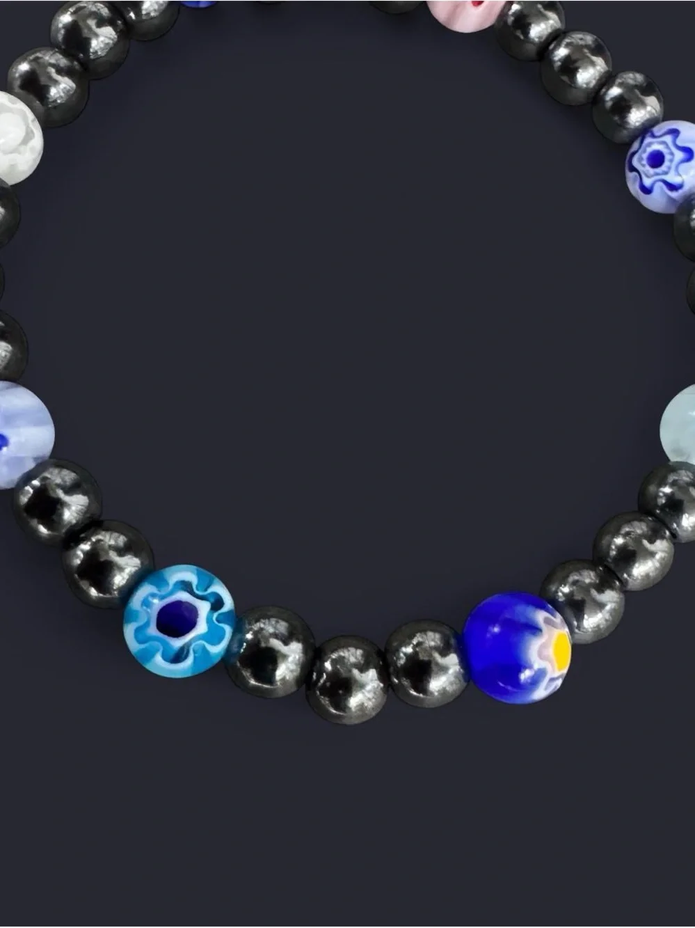 Millefiori & Hematite Bead Bracelet